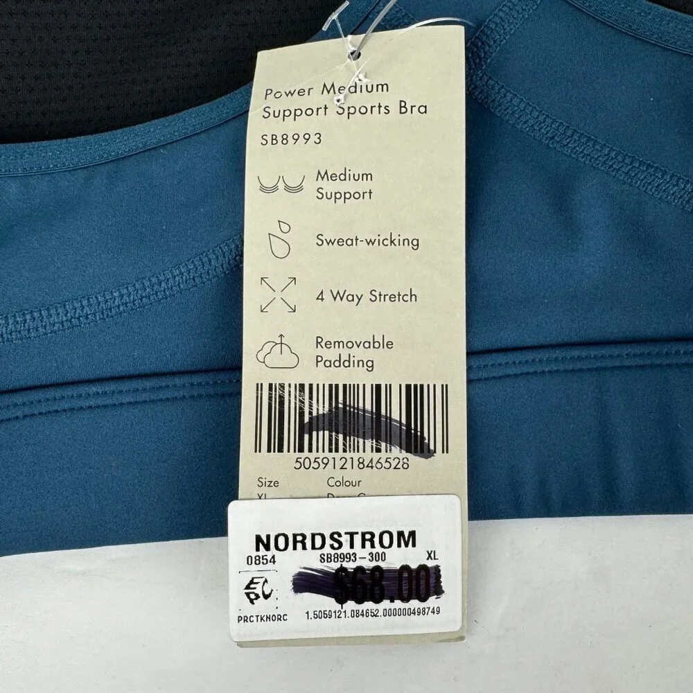 Sweaty Betty NEW Dark Teal Power Sports Bra Size XL Activewear Athleisure Gym